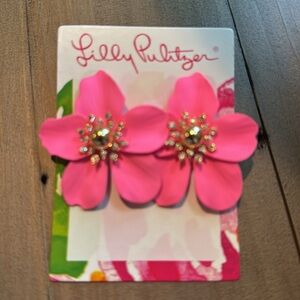 NWT Lilly Pulitzer Oversized Orchid Earrings in Aura Pink